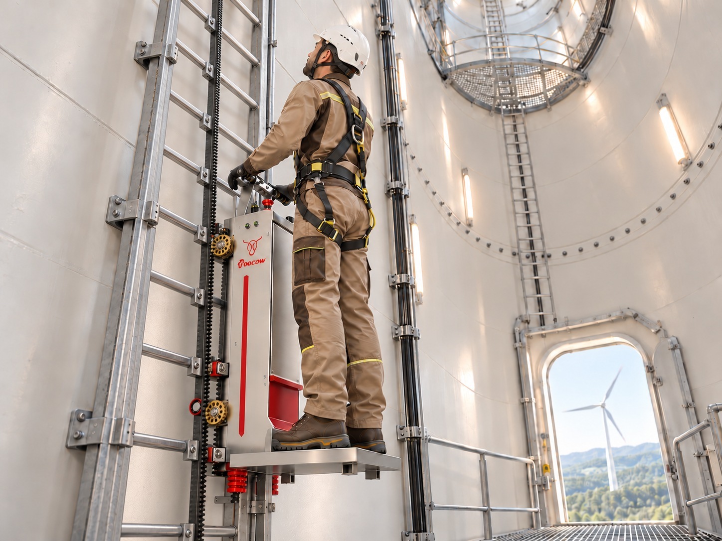 Wind turbine tower vertical transport